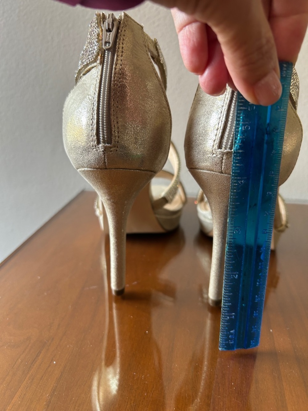 Nina Gold Rhinestone Heels - Picture 6 of 7